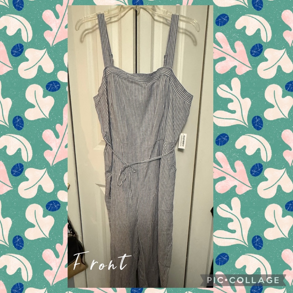 Striped Blue and White Women's Jumpsuit